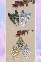 A39 Retro Alloy Hollowed-out Diamond Carved Floral Angel Wings Hair Accessories DIY material bar Lolita accessories