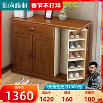 Youshang Yaxuan Chinese Solid Wood Three-door Multifunctional Shoe Cabinet Simple Locker with Mirror Modern Living Room Furniture