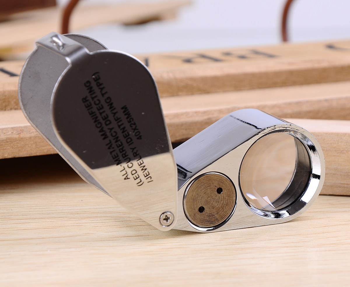 40倍放大镜全金属 3个led-鉴定珠宝古玩珠宝邮票钻石 9890