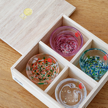 Simi Bazaar Japan Imported Stone Tsuzuka Tsuzumi Tsuzumi Light Season Cup Suit Handmade Wine Glass Tea Cup Gift Box Dress