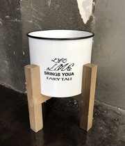 Foreign trade export original single American country style solid wood bracket iron printing round pot flower pot