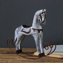 Nordic wooden crafts living room office decorations creative home animal ornaments wooden rocking horse two