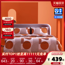 Mengjie Home Textile Cotton grinding printing four-piece spring and autumn bed sheets quilt cover double line geometric simple Dew spectrum