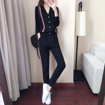 TOUCH MISS sweater two-piece womens 2020 autumn and winter new thin running casual sportswear suit women