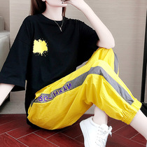 TOUCH MISS sports suit womens 2021 spring Korean edition loose foreign style fashion trend dance casual two-piece set