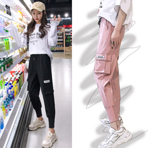 Overalls womens high waist 2021 new spring and autumn feet autumn casual pants small nine sports pants