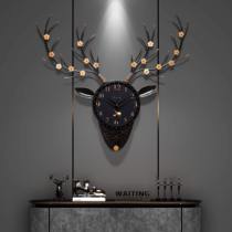 Deer head clock wall clock decoration silent clock living room home creative fashion Nordic personality hanging watch modern atmosphere
