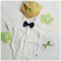Children Photography Han version pure cotton male treasure Gentleman Neckline Gown 100 Days Baby Hays Dress One-piece Suit