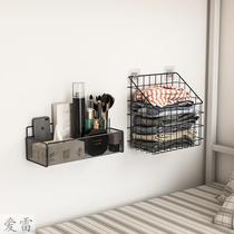 College student dormitory artifact dormitory on the upper floor clothes storage cabinet hanging empty bed bookshelf room wall shelf