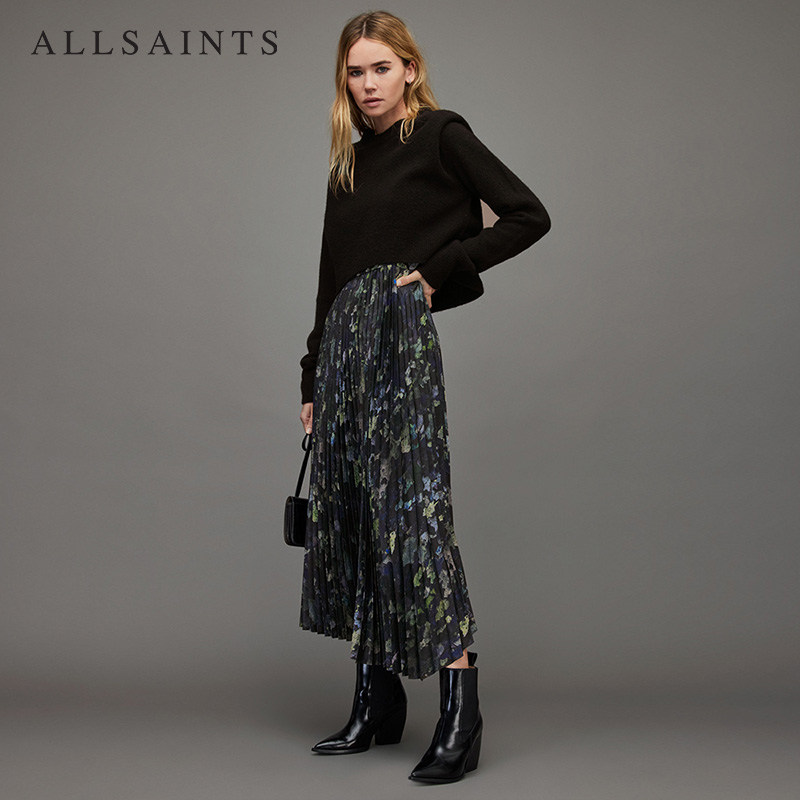 ALLSAINTS女士两件套连衣裙羊毛针织衫印花吊带裙秋季WD295X
