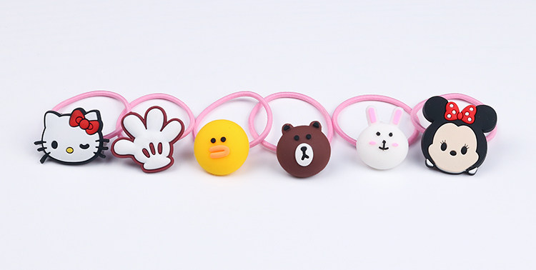 韩版儿童卡通头绳兔子棕熊黄鸭软胶发绳女孩发圈不伤发橡皮筋发饰