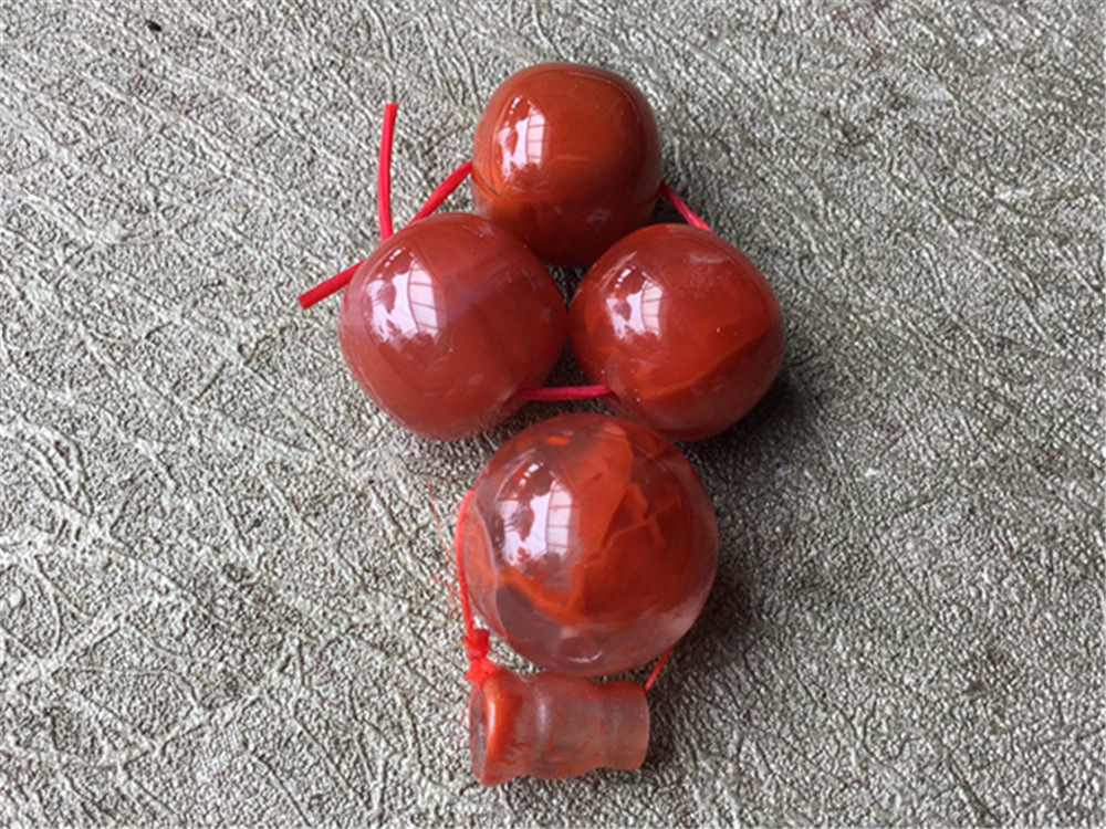 DIY аксессуары 天然四川凉山九口南红柿子红火焰纹园珠三通佛塔套装10
