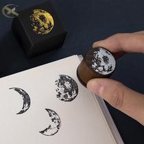 Seal Ancient style creative moon phase Wooden round Chinese style moon ball moon hand account Retro basic hand account tool