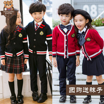 Yinglun Wind Elementary School School Uniform Knit Sweater Suit Kindergarten Garden Clothing Spring Autumn Clothing Childrens Class Three Sets