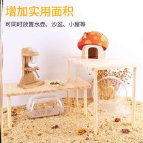 Golden Silk Bear Toy Building View Multifunction Platform Wood Bracket Suit Fully Equipped Hamster Cage Supplies Living Things Attic