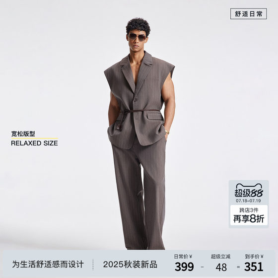 BODYDREAM BM new striped suit vest men's autumn sleeveless jacket high-end fashion commuting top BODYDREAM BM new striped suit vest men's autumn sleeveless jacket high-end fashion commuting top