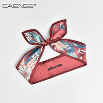 Cai Enge Korea thin narrow long silk scarf womens wild tie bag handle ribbon tie hair tie hair