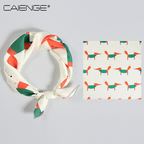 Spring and Autumn Winter Cute Fox Korean Small Square Women Scarf hipster Art Decoration Joker Scarf