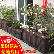 Log flower box balcony flower pool courtyard fence ceiling flower trough long yard outdoor extra large floor flower pot