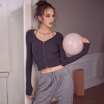 Sangruo yoga Jacket Womens zipper cardigan tight sports long sleeve Sexy Slim Net red gym top