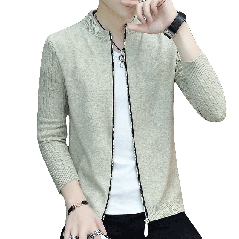 Knitted cardigan men's spring and autumn new Korean version trend versatile thin sweater men's early autumn slim fit stand collar jacket Knitted cardigan men's spring and autumn new Korean version trend versatile thin sweater men's early autumn slim fit stand collar jacket