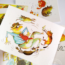 Gross Child Cat Thieves Meow Stars Grab Thief Illustration White Cardboard Postcard Cute photo frame Decorative Painting