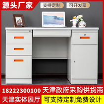 Steel desk iron sheet computer desk 1 2 m 1 4 m staff table single table with drawer with lock desk with lock