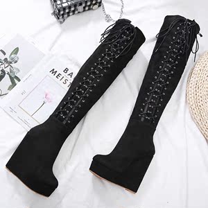 High-heel Slope Water Strength Boots Ribbon Combination Boots