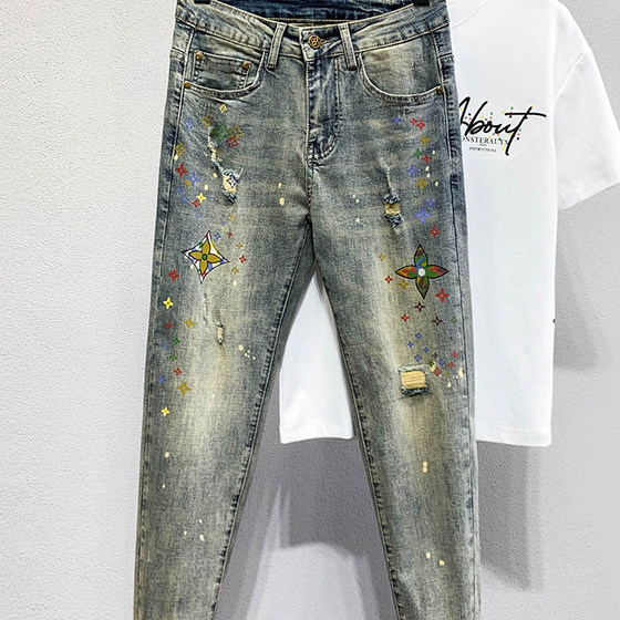 High Street Printed Old Washed Ripped Jeans Men's Trendy Spring and Summer Style Casual Versatile Slim Feet Pants
High Street Printed Old Washed Ripped Jeans Men's Trendy Spring and Summer Style Casual Versatile Slim Feet Pants