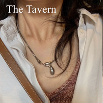 TheTavern niche design Luster irregular flow curve stitching Sci-Fi silver necklace clavicle neutral