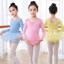 Spring and summer childrens dance costume girls cotton practice clothes girls Chinese dance long sleeve ballet body dance set