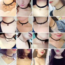 Neck Trim Temperament Item Ring Neck Strap Neck Chain Necklace Elastic Ornament Black Accessories Lock Bones Lace Strap