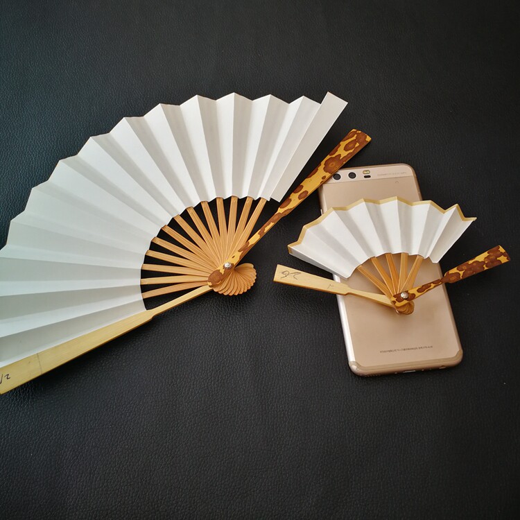 25寸迷你空白扇子玉竹湘妃梅妃斑竹扇骨文玩小折扇环扣题字便携