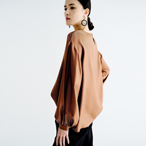 (CY0820671) True silk with rib bones heavy-pound mulberry silk twill silk court tinted sleeves shirt