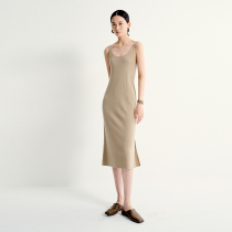 Rong Mei (QZ0821422) Explosive Pure Merino Wool Knitted Sling Solid Color Round Neck Dress