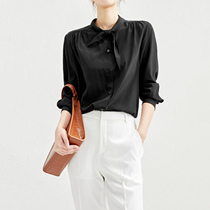 ^ @ ^ jung Mei (CY0301383) Spring summer new CE Lin Butterfly knot crepe feel full true silk long sleeve shirt woman