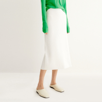 Rong Mei (QZ0817400) town shop boutique high waist wool skirt split medium length knitted skirt