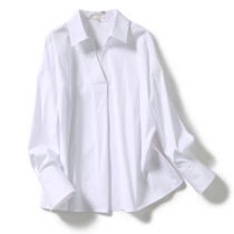 Rong Mei (CY0304042) white shirt never too much early autumn Japanese cardigan V collar shoulder shirt