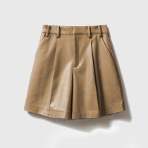 ^@^(KZ0810898) this autumn in fried street leather pants with TH fabric casual skinny leather shorts