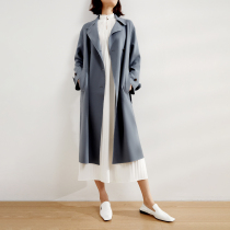 (DY0820937) technology material simulation worsted wool easy to take care of hand double-sided long windbreaker