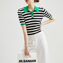 Jung Mei (ZZ0312734) micro-wind to knock on the eyes and sea soul wind black and white striped commuter knitwear
