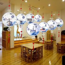 Wooden calligraphy and painting bi mo zhi yan Chinese style store ornaments kindergarten corridor classroom ornaments creative charm