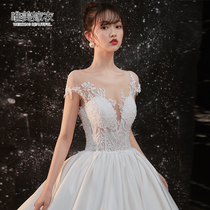 Wedding dress 2021 New temperament bridal forest small man high-end simple atmosphere luxury tailing Princess main yarn