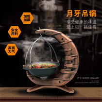 Thickened commercial crescent hanging pot Farm stay health characteristic tableware Solid alcohol pot Creative non-stick small dry pot