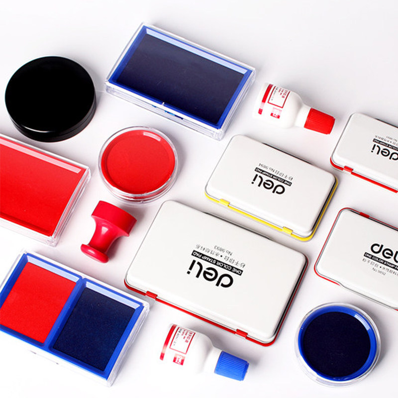 得力印台9863红色大号快干蓝色油性秒干印尼印章泥盖章速干指纹黑色