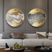 Light luxury round living room decorative painting modern simple sofa background wall hanging painting Atmospheric golden porch aisle mural