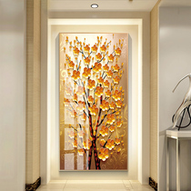 Entering the entrance decorative painting atmospheric huge corridor vertical version household hanging painting American light luxury living room aisle mural