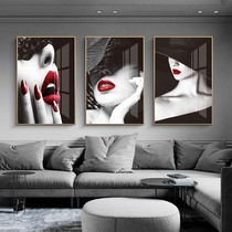 Red lip temptation post-modern art figure living room decoration painting Nordic beauty model room clothing store porch painting