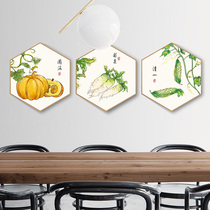 New Chinese hexagonal restaurant painting modern simple kitchen decoration painting hexagonal murals creative dining room wall hanging painting