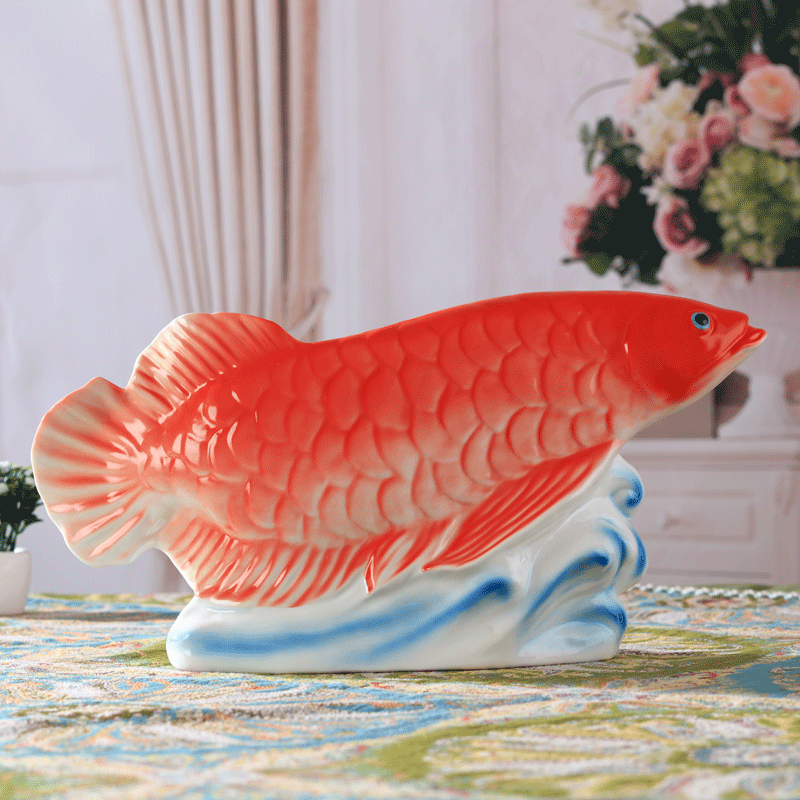 Creative Chinese ceramic decoration home decoration gift porcelain TV ark, porch gold dragon fish carp jump longmen furnishing articles